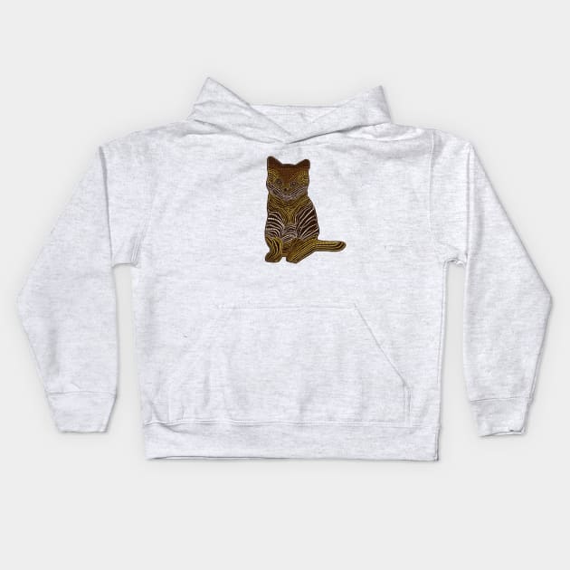 Meow Meow - Gold Kids Hoodie by Amy Diener